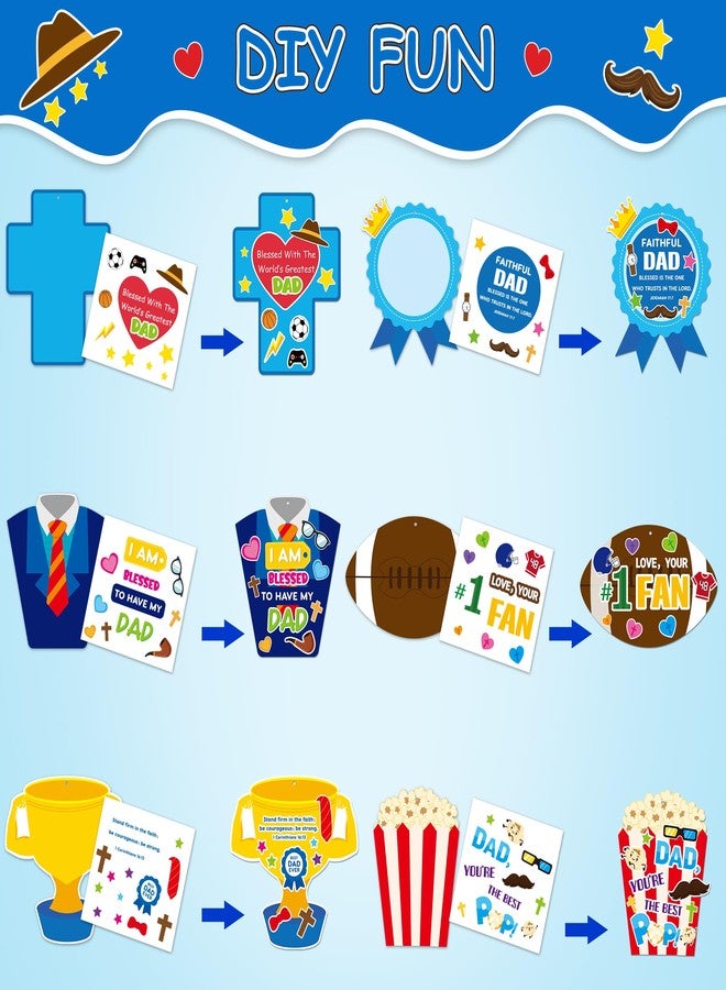 BWkoss Father's Day DIY Crafts for Kids - 36Set Bulk Religious Sunday School Crafts Sticker Christian Hanging Ornament Craft Kit for Classroom VBS Activities Sunday School Father's Day Favors - Image 3